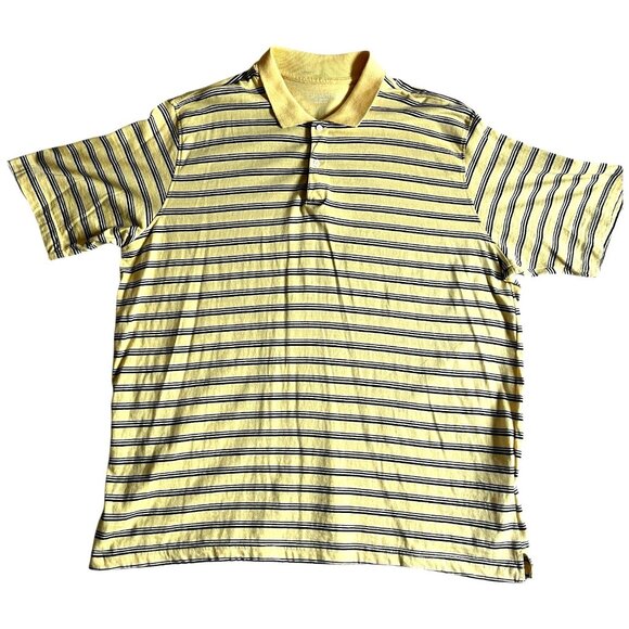 Covington Other - Mens Yellow Striped Polo Short Sleeve Shirt By Covington XXL Cotton Polyester